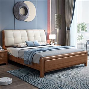 Golden walnut solid wood bed