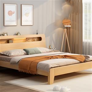 clothSolid wood bed, modern and simple, 1.5m master bedroom double bed, 1.8 home Nordic economy rent