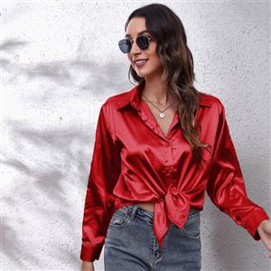 clothThe new style of the popular real-life shirt women's satin imitation silk long-sleeved shirt